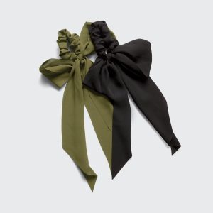 Crepe Scarf Scrunchies 2pc- Moss
